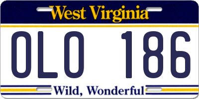 WV license plate OLO186