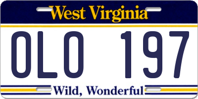 WV license plate OLO197