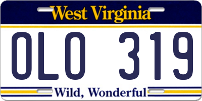 WV license plate OLO319