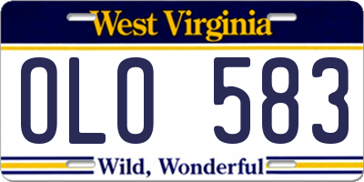 WV license plate OLO583