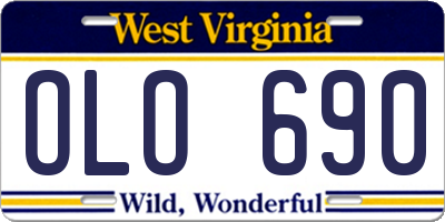 WV license plate OLO690