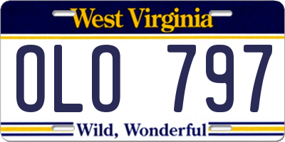 WV license plate OLO797