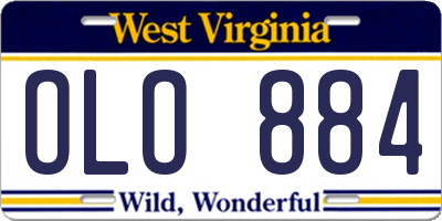 WV license plate OLO884