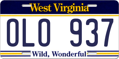 WV license plate OLO937
