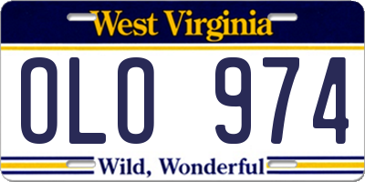 WV license plate OLO974