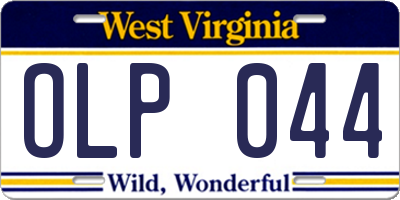 WV license plate OLP044