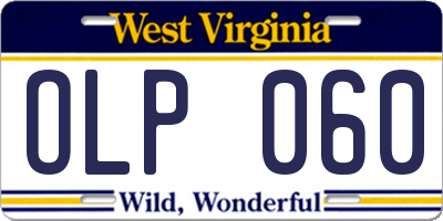 WV license plate OLP060