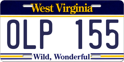 WV license plate OLP155