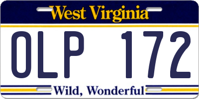 WV license plate OLP172