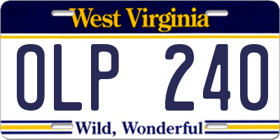 WV license plate OLP240