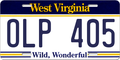WV license plate OLP405