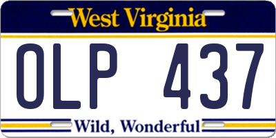 WV license plate OLP437