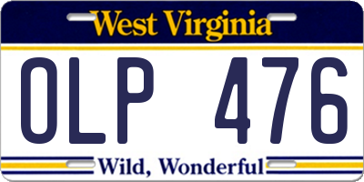 WV license plate OLP476