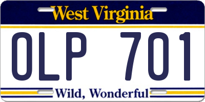 WV license plate OLP701