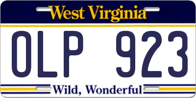 WV license plate OLP923