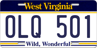 WV license plate OLQ501
