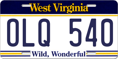 WV license plate OLQ540