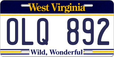 WV license plate OLQ892