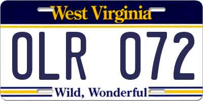 WV license plate OLR072