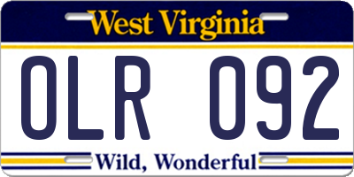 WV license plate OLR092