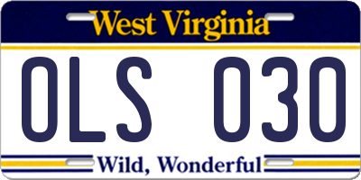 WV license plate OLS030