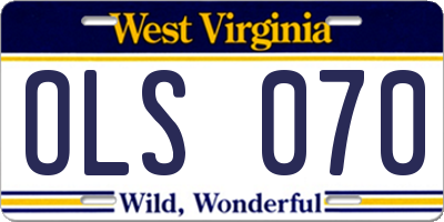WV license plate OLS070