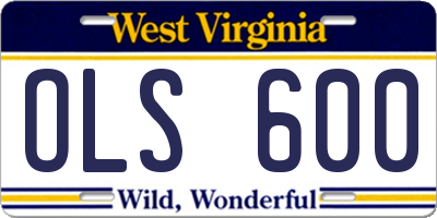 WV license plate OLS600