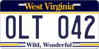 WV license plate OLT042