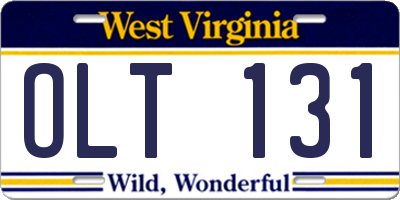 WV license plate OLT131