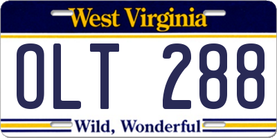 WV license plate OLT288