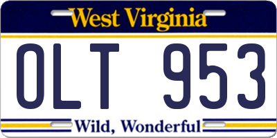 WV license plate OLT953