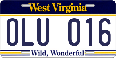 WV license plate OLU016