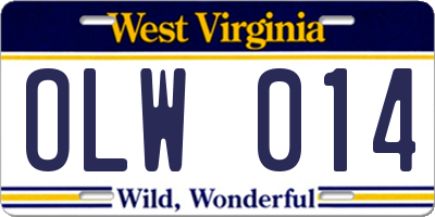 WV license plate OLW014
