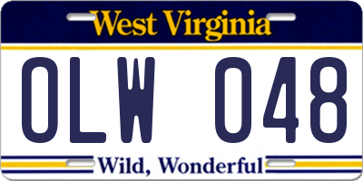 WV license plate OLW048