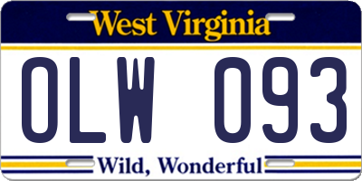 WV license plate OLW093