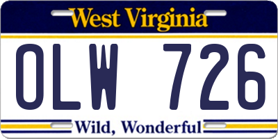 WV license plate OLW726
