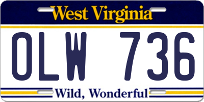 WV license plate OLW736