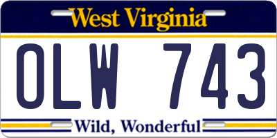 WV license plate OLW743