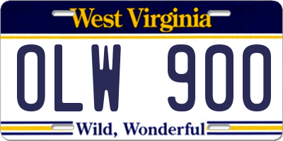 WV license plate OLW900