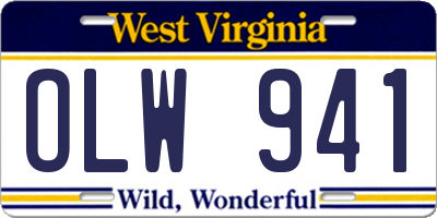 WV license plate OLW941