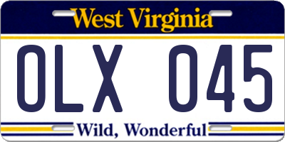 WV license plate OLX045