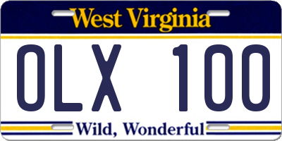 WV license plate OLX100