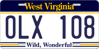 WV license plate OLX108