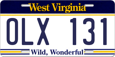 WV license plate OLX131