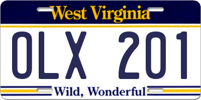 WV license plate OLX201