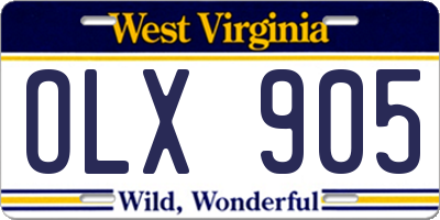 WV license plate OLX905