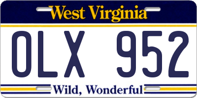 WV license plate OLX952
