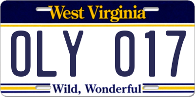 WV license plate OLY017
