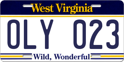 WV license plate OLY023