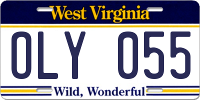 WV license plate OLY055